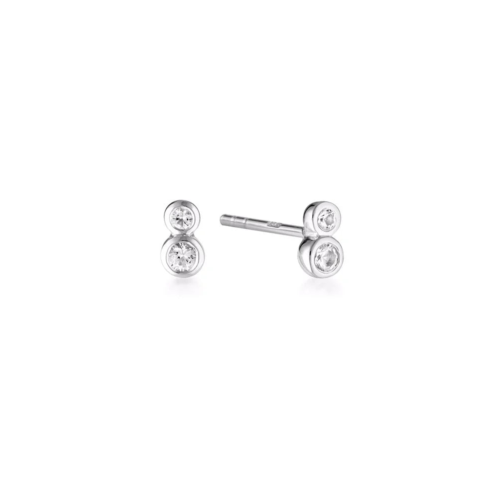 Duo Stud Earrings - White Topaz