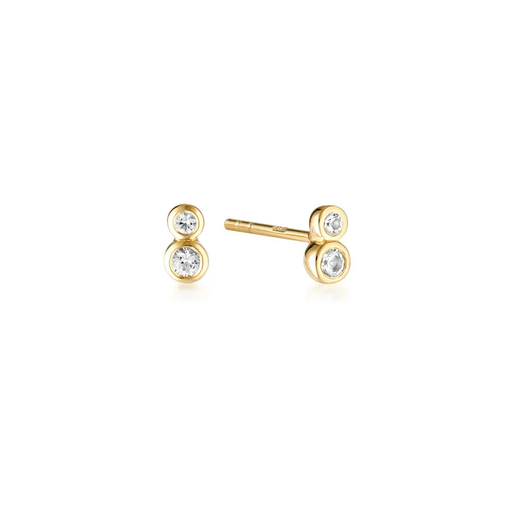 Duo Stud Earrings - White Topaz