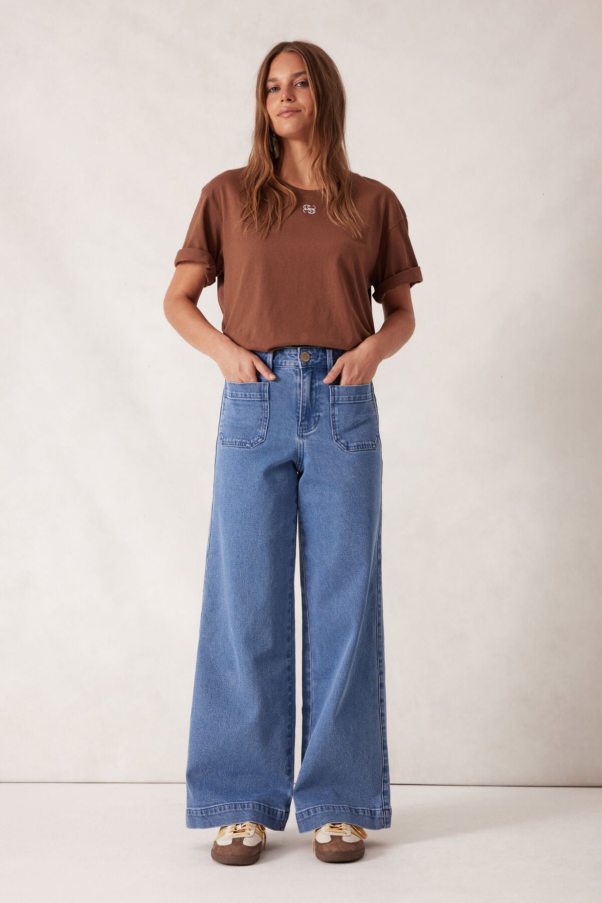 Wide Leg Patch Pocket Jean