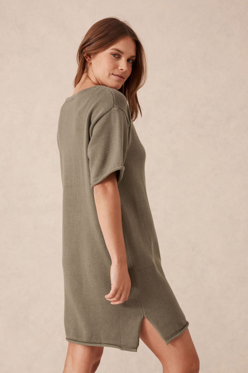 Short Sleeve Boxy Knit Dress