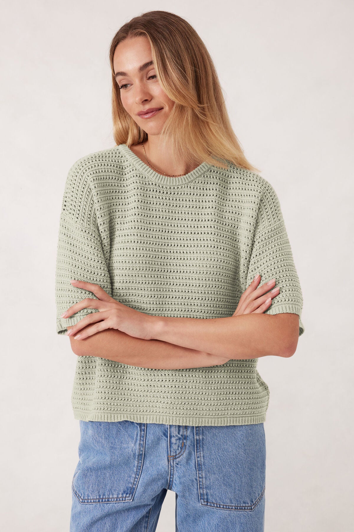 Textured Boxy Knit Tee