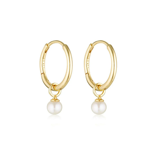 Pearl Charm Huggie Hoop Earrings