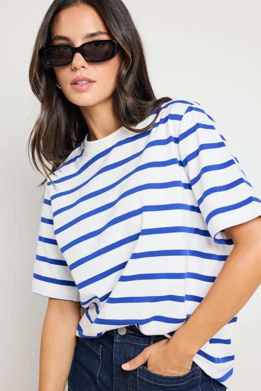 Binding Stripe Boxy Fit Tee