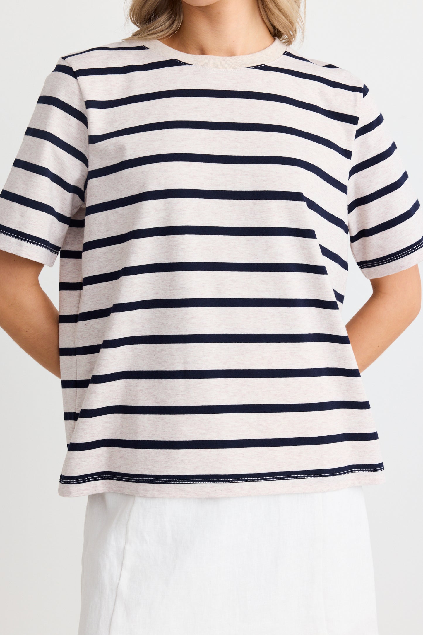 Binding Stripe Boxy Fit Tee