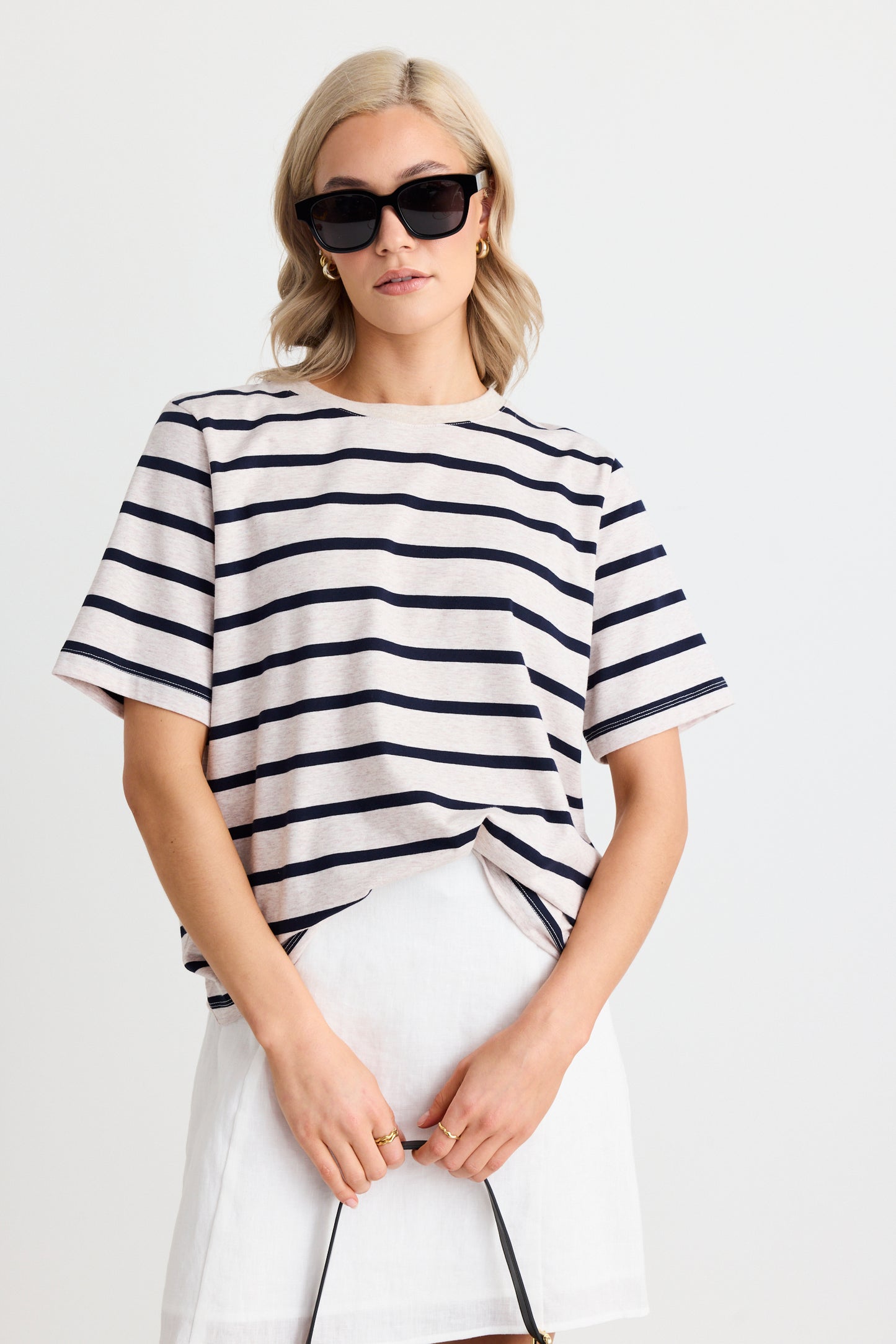 Binding Stripe Boxy Fit Tee